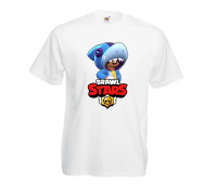 Футболка детская Бравл Старс Леон Акула (Brawl Stars Shark) белая 104 см