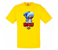 Футболка детская Бравл Старс Леон Акула (Brawl Stars Shark) желтая 104 см