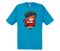 Футболка детская Бравл Старс Джесси (Brawl Stars Jessie) голубая 104 см