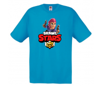 Футболка детская Бравл Старс Кольт (Brawl Stars Colt) голубая 104 см