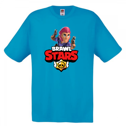 Футболка детская Бравл Старс Кольт (Brawl Stars Colt) голубая 104 см Футболка детская Бравл Старс Кольт (Brawl Stars Colt) голубая 104 см