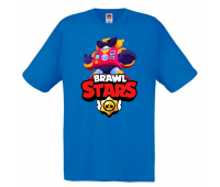 Футболка детская Бравл Старс Вольт (Brawl Stars Surge) голубая 104 см