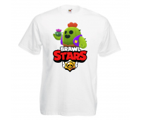 Футболка детская Бравл Старс Спайк (Brawl Stars Spike) белая 104 см