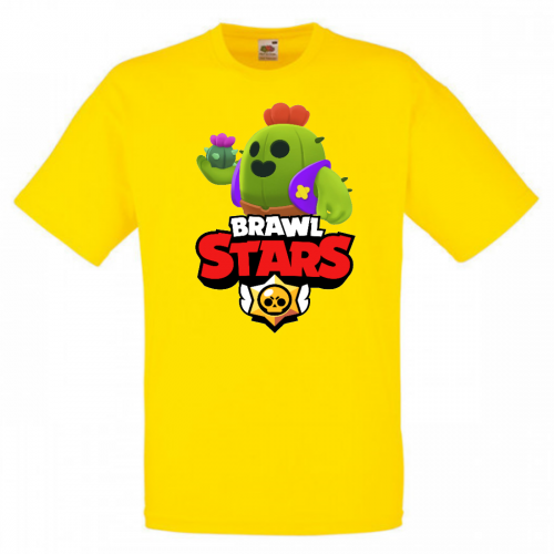 Футболка детская Бравл Старс Спайк (Brawl Stars Spike) желтая 104 см Футболка детская Бравл Старс Спайк (Brawl Stars Spike) желтая 104 см