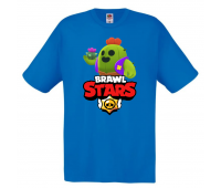 Футболка детская Бравл Старс Спайк (Brawl Stars Spike) голубая 104 см