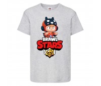 Футболка детская Бравл Старс Беа (Brawl Stars Bea) серая 104 см