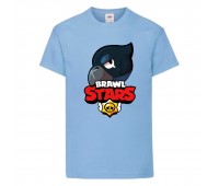 Футболка детская Бравл Старс Ворон (Brawl Stars Voron) светло голубая 104 см