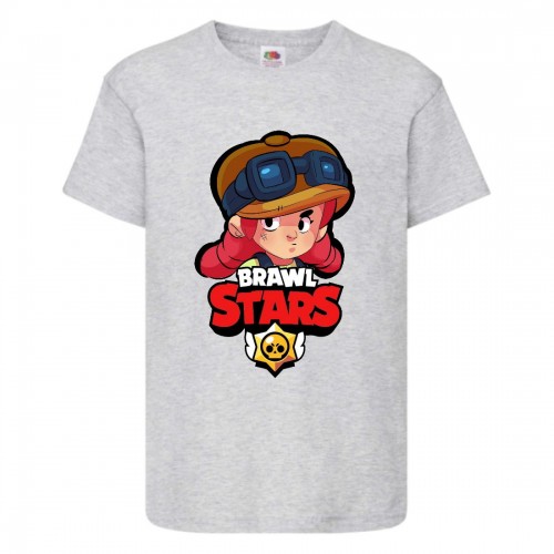 Футболка детская Бравл Старс Джесси (Brawl Stars Jessie) серая 104 см Футболка детская Бравл Старс Джесси (Brawl Stars Jessie) серая 104 см