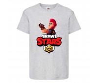 Футболка детская Бравл Старс Кольт 2 (Brawl Stars Colt) серая 104 см Футболка детская Бравл Старс Кольт 2 (Brawl Stars Colt) серая 104 см