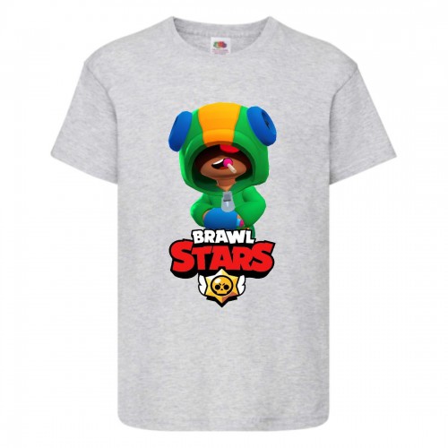 Футболка детская Бравл Старс Леон (Brawl Stars Leon) серая 116 см Футболка детская Бравл Старс Леон (Brawl Stars Leon) серая 116 см
