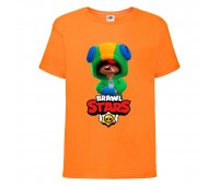 Футболка детская Бравл Старс Леон (Brawl Stars Leon) оранжевая 116 см 