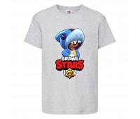Футболка детская Бравл Старс Леон Акула (Brawl Stars Shark) серая 116 см Футболка детская Бравл Старс Леон Акула (Brawl Stars Shark) серая 116 см