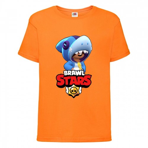Футболка детская Бравл Старс Леон Акула (Brawl Stars Shark) оранжевая 128 см Футболка детская Бравл Старс Леон Акула (Brawl Stars Shark) оранжевая 128 см