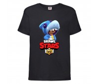Футболка детская Бравл Старс Леон Акула (Brawl Stars Shark) черная 116 Футболка детская Бравл Старс Леон Акула (Brawl Stars Shark) черная 116
