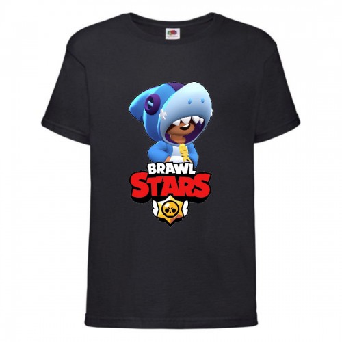 Футболка детская Бравл Старс Леон Акула (Brawl Stars Shark) черная 116 Футболка детская Бравл Старс Леон Акула (Brawl Stars Shark) черная 116