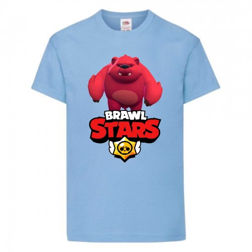 Футболка детская Бравл Старс Медведь Ниты (Brawl Stars Nita) светло голубая 104 см Футболка детская Бравл Старс Медведь Ниты (Brawl Stars Nita) светло голубая 104 см