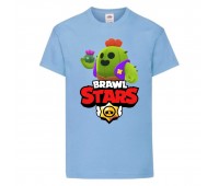 Футболка детская Бравл Старс Спайк (Brawl Stars Spike) светло голубая 104 см