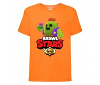 Футболка детская Бравл Старс Спайк (Brawl Stars Spike) оранжевая 104 см Футболка детская Бравл Старс Спайк (Brawl Stars Spike) оранжевая 104 см