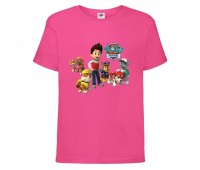 Футболка детская Щенячий патруль (Paw Patrol) все щенки розовая 128 см