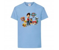 Футболка детская Щенячий патруль (Paw Patrol) все щенки светло-голубая 128 см