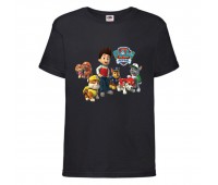 Футболка детская Щенячий патруль (Paw Patrol) все щенки черная 128 см