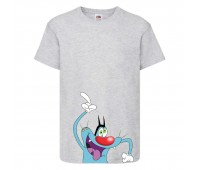 Футболка детская Огги и тараканы (Oggy and cockroaches) серая (top OG gr4) 104 см