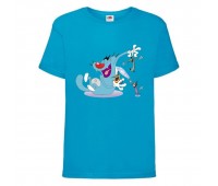 Футболка детская Огги и тараканы (Oggy and cockroaches) синяя (top OG blu2) 104 см