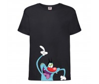 Футболка детская Огги и тараканы (Oggy and cockroaches) черная (top OG blc3) 104 см