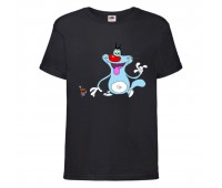 Футболка детская Огги и тараканы (Oggy and cockroaches) черная (top OG blc4) 104 см