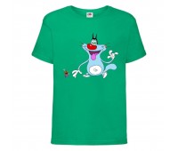Футболка детская Огги и тараканы (Oggy and cockroaches) зеленая (top OG grn4) 104 см