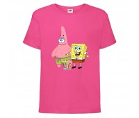 Футболка детская Спанч Боб 1 (Sponge Bob) розовая 164 см