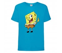 Футболка детская Спанч Боб 2 (Sponge Bob) голубая 104 см