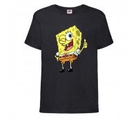 Футболка детская Спанч Боб 2 (Sponge Bob) черная 104 см