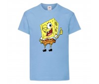 Футболка детская Спанч Боб 2 (Sponge Bob) светло-голубая 164 см
