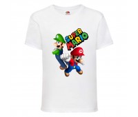 Футболка Супер Марио 8 (Super Mario) белая (SMar wh-3) 116 см