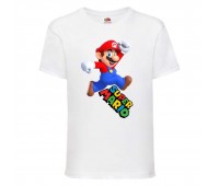 Футболка Супер Марио 13 (Super Mario) белая (SMar wh-8) 116 см