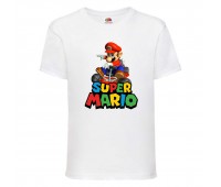 Футболка Супер Марио 1 (Super Mario) белая (SMar wh-02) 116 см