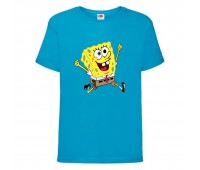 Футболка детская Спанч Боб 12 (Sponge Bob) голубая 164 см