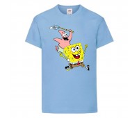 Футболка детская Спанч Боб 19 (Sponge Bob) светло-голубая 152 см