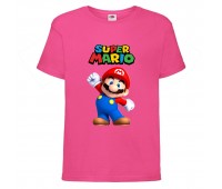 Футболка Супер Марио 5 (Super Mario) Розовая (SMar pin-06) 116 см