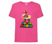 Футболка Супер Марио 6 (Super Mario) Розовая (SMar pin-07) 116 см