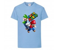 Футболка Супер Марио 7 (Super Mario) голубая (SMar sbl-1) 116 см