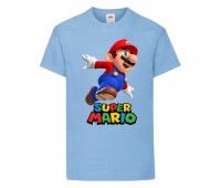 Футболка Супер Марио 13 (Super Mario) голубая (SMar sbl-7) 164 см