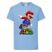 Футболка Супер Марио 13 (Super Mario) голубая (SMar sbl-7) 140 см