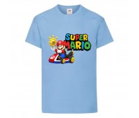 Футболка Супер Марио 15 (Super Mario) голубая (SMar sbl-9) 116 см