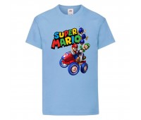 Футболка Супер Марио (Super Mario) голубая (SMar sbl-01) 116 см