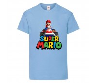 Футболка Супер Марио 2 (Super Mario) голубая (SMar sbl-03) 116 см