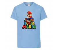 Футболка Супер Марио 3 (Super Mario) голубая (SMar sbl-04) 116 см
