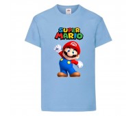 Футболка Супер Марио 5 (Super Mario) голубая (SMar sbl-06) 116 см
