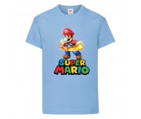 Футболка Супер Марио 6 (Super Mario) голубая (SMar sbl-07) 116 см